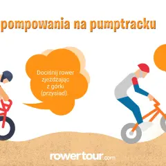 Nauka jazdy na pumptracku: jak pompować rower, by nabierać prędkości. Dociśnij rower zjeżdżając z górki, prostuj ręce i nogi.